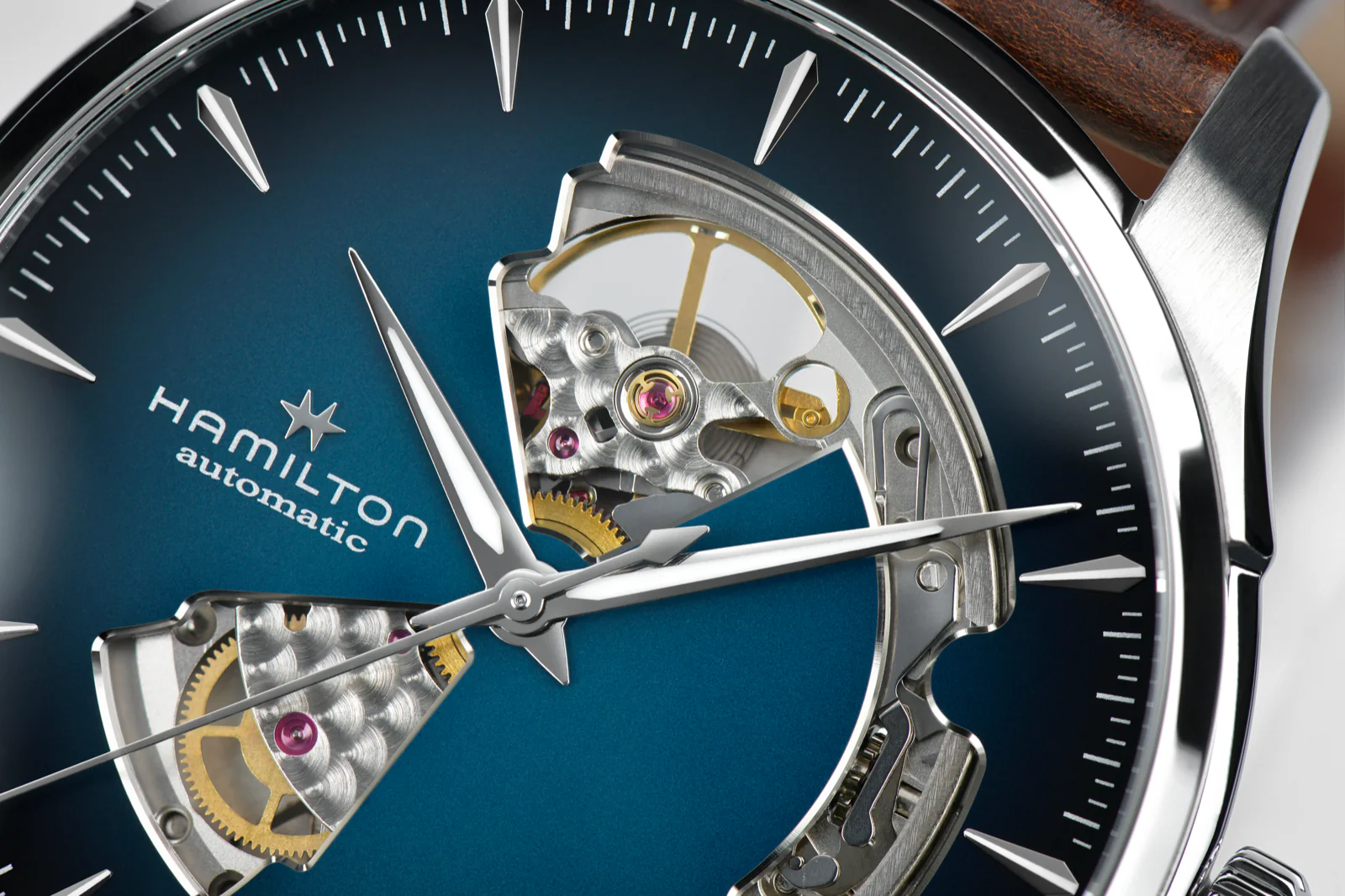 Hamilton Jazzmaster Open Heart Watch Automatic 40mm Blue Dial / Leather Strap - Image 5