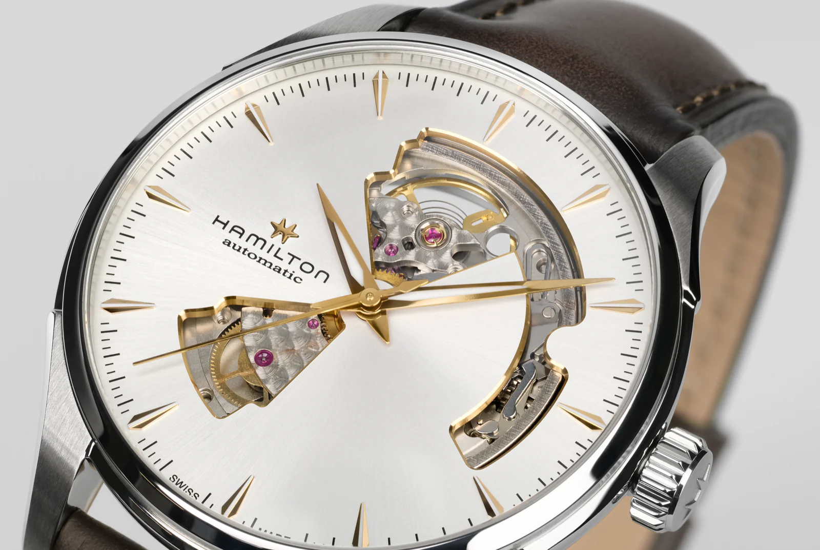 Hamilton Jazzmaster Open Heart Watch Automatic 40mm Silver Dial / Leather Strap - Image 4